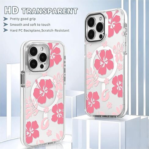 DAIZAG Magnetic Designed for iPhone 16 Pro Max Clear Case [Compatible with MagSafe],Rose Flowers Cases Magnetic Shockproof Protective Cell Phone Cover for iPhone 16 Pro Max(White) in Saudi Arabia