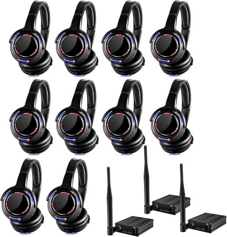 Professional Silent Disco LED Wireless Headphones and RF LED Silent Disco Earphones for iPod MP3 DJ Music Pary Club (2 led Headphone + 1 Transmitter) in Saudi Arabia