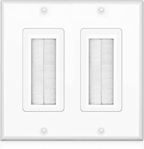 TNP Brush Wall Plate - Single Gang Black Brush Plate Cable Pass Through Wall Plate for Wires Cable Home Theater Setups - Decorative Pass Through Outlets for HDTV Wall Plate TV Socket in Saudi Arabia