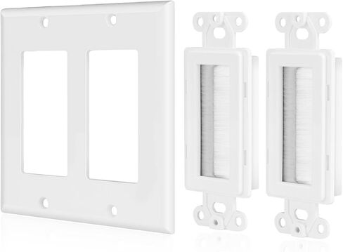 TNP Brush Wall Plate - Single Gang Black Brush Plate Cable Pass Through Wall Plate for Wires Cable Home Theater Setups - Decorative Pass Through Outlets for HDTV Wall Plate TV Socket in Saudi Arabia