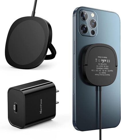 iPhone Magnetic Charger - Super Fast Mag Safe Charging Pad and 20W PD2.0 USB-C Wall Plug Compatible with iPhone 15 14 13 12 Pro Max Series, AirPods Series - Silver in Saudi Arabia