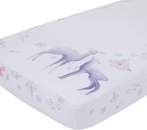 NoJo Floral Burst Pink, Blue, Green & White Flower 100% Cotton Photo Op Fitted Crib Sheet, Pink, Orange, Blue, Green in Saudi Arabia