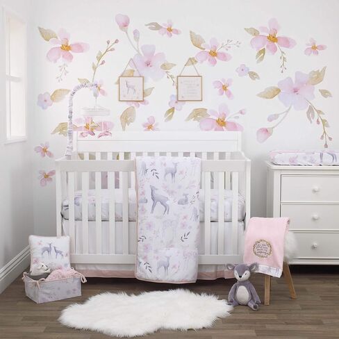 NoJo Floral Burst Pink, Blue, Green & White Flower 100% Cotton Photo Op Fitted Crib Sheet, Pink, Orange, Blue, Green in Saudi Arabia
