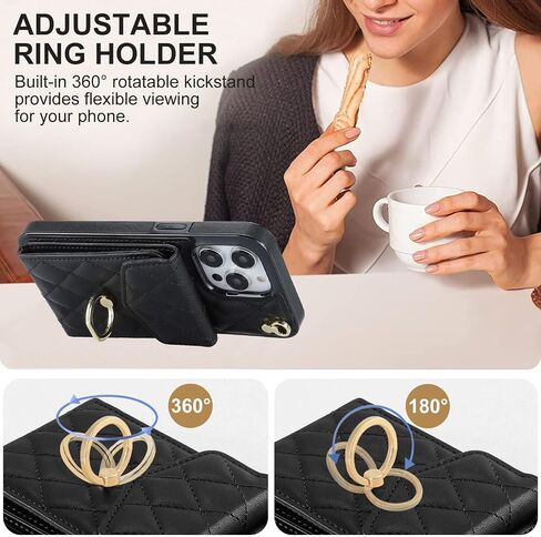 Asuwish Phone Case for iPhone 13 Pro 6.1 inch Wallet Cover with Tempered Glass Screen Protector and Ring RFID Blocking Card Holder Slot Cell iPhone13Pro 5G i i-Phone i13 iPhone13 13Pro Women Rose Gold in Saudi Arabia