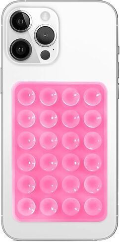 Silicone Suction Phone Case Mount, Non Slip Sticky Phone Grip for Cellphone, Silicon Adhesive Suction Cup Phone Mount, Strong Grip Holder for Selfies and Videos (Light Pink) in Saudi Arabia