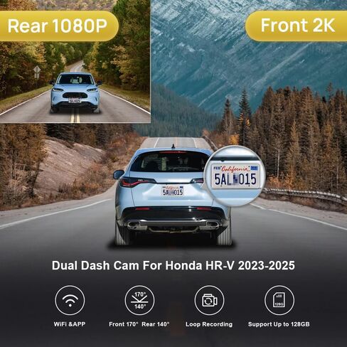 Fitcamx 4K Dash Cam Suitable for Honda HR-V 2023 2024 2025 Sport LX EX-L (Gen3), OEM Factory Look, UHD 2160P Video, Built-in WiFi & APP, Loop Recording, G-Sensor, Easy to Install, 64GB Card in Saudi Arabia