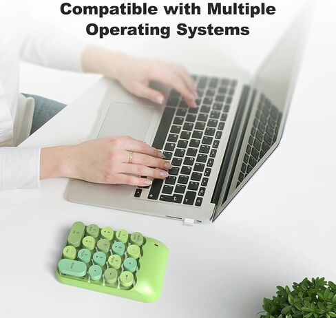 Wireless Number Pads, Cute Colorful Numeric Keypad Numpad Portable 2.4 GHz Financial Accounting Number Keyboard Extensions, 18 Key Number Numpad for Laptop Desktop, PC (Blue Colorful) in Saudi Arabia