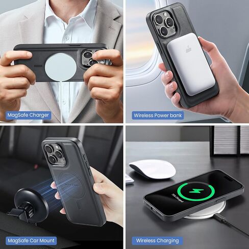 حقيبة محفظة لـ iPhone 16 Pro ، غطاء خلفي مغناطيسي من الجلد الرجعية متوافق مع Magsafe ، حالة هاتف واقية مقاومة للصدمات مع حامل حامل بطاقة Trifold قابل للفصل (Coffee) in Kuwait