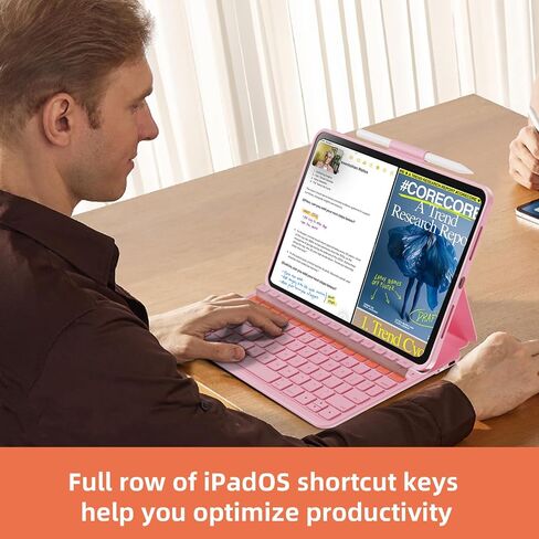 Case with Keyboard Compatible for iPad 10th Generation: Bluetooth Wireless Magnetic Stand Rechargeable Keyboard with Pencil Holder (Grey) in Saudi Arabia