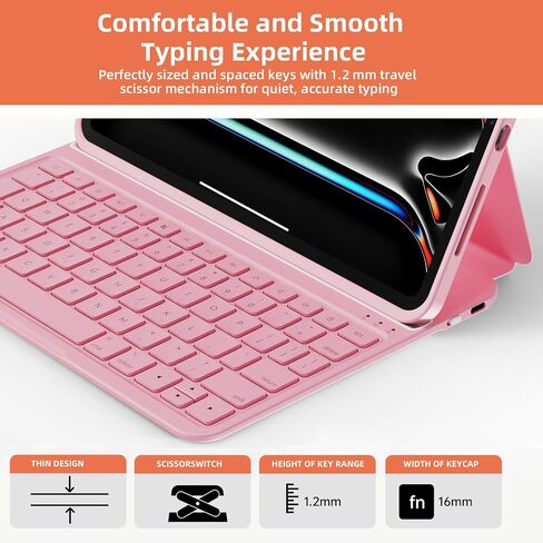 Case with Keyboard Compatible for iPad 10th Generation: Bluetooth Wireless Magnetic Stand Rechargeable Keyboard with Pencil Holder (Grey) in Saudi Arabia
