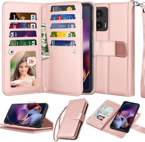 حافظة محفظة Njjex لهاتف Motorola Moto G Stylus 5G 2024، حافظة Moto G Stylus 5G 2024، [9 فتحات للبطاقات] حامل ائتمان من جلد البولي يوريثان فليب [قابل للفصل] غطاء هاتف مغناطيسي وحبل - أحمر خمري in Saudi Arabia