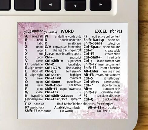 Windows Keyboard Shortcut Stickers with Purple Blue as Keyboard Guide, Excel and Word Function Shortcut, PC Office Cheat Sheet for Window, Mac, Vinyl, 1PC (Window PurplePink) in Kuwait