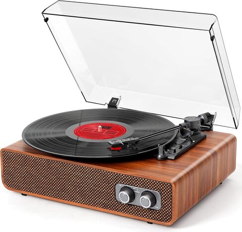 Vinyl Record Player Vintage with Upgraded Speakers, Adjustable Needle Pressure,3 Speed Turntable LP Player with Bluetooth Connection, Independent Cavity, RCA Output, Retro Design in Saudi Arabia