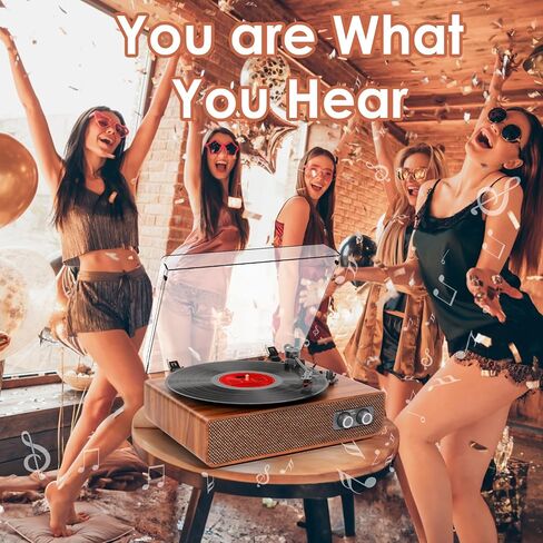 Vinyl Record Player Vintage with Upgraded Speakers, Adjustable Needle Pressure,3 Speed Turntable LP Player with Bluetooth Connection, Independent Cavity, RCA Output, Retro Design in Saudi Arabia
