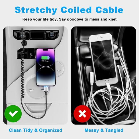 Coiled Lightning Cable,2 Pack,3FT iPhone Cord for Car Apple CarPlay Cable [MFi Certified] iPhone Charger Cable,Retractable Short USB to Lightning Cable for iPhone 14/13/12/11,iPad,AirPods - Purple in Saudi Arabia
