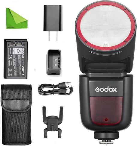 Godox V1 V1ProO Flash for Olympus Panasonic Camera TTL Speedlight, 1/8000 HSS 500 Full Power Flashes, 1.3s Recycle Time, 2.4G Wireless Flash with External Flash SU-1 (Godox V1Pro-O USA Version) in Saudi Arabia