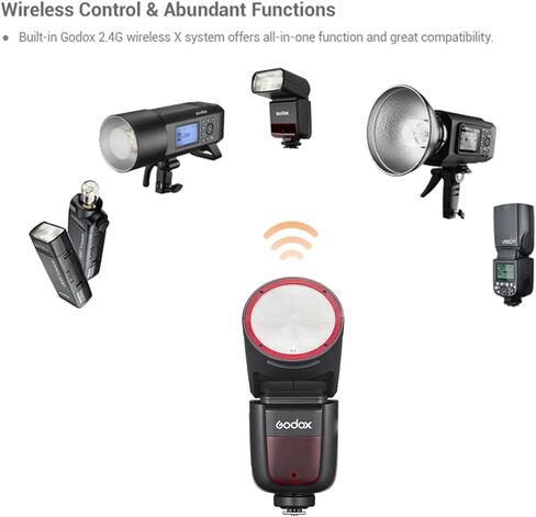 Godox V1 V1ProO Flash for Olympus Panasonic Camera TTL Speedlight, 1/8000 HSS 500 Full Power Flashes, 1.3s Recycle Time, 2.4G Wireless Flash with External Flash SU-1 (Godox V1Pro-O USA Version) in Saudi Arabia