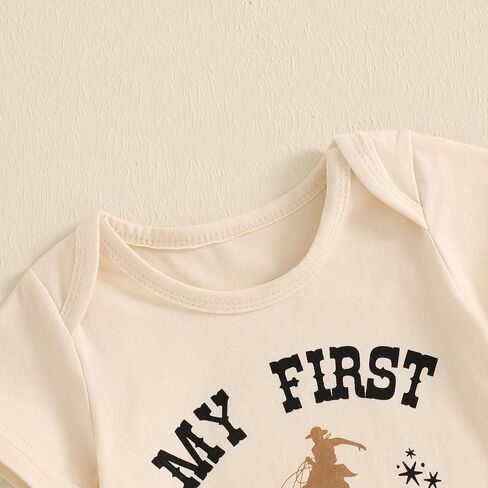 SAYOO This Is My First Rodeo Country Cowboy Funny Infant Baby Boy Bodysuit Long Pants Hat 3Pcs Western Coming Home Outfit in Saudi Arabia