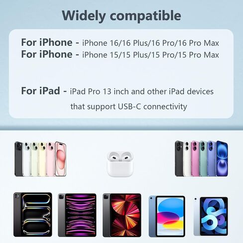 Fast Charger for Airpods Pro 2nd Gen Charger, Airpods 4 Charging, 10FT USB C USB C to USB C Long Cable for AirPods Max 2 (2024), AirPods Pro (2nd Gen) Wireless Earbuds,iPhone 15 16 20W Power Adapte in Saudi Arabia