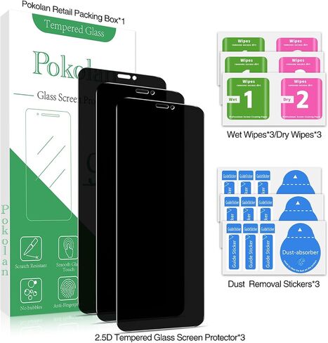 [3-Pack] Pokolan Screen Protector for iPhone 11 Pro, iPhone XS, iPhone X, iphone 10 Tempered Glass, 9H Hardness, Easy to Install, Bubbles Free in Saudi Arabia