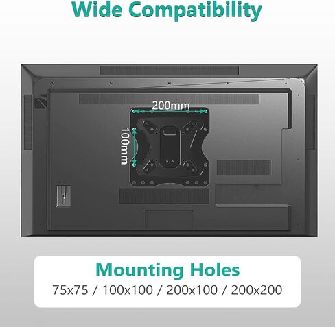 WALI Ceiling TV Mount Adjustable Bracket Fits Most LED, LCD, OLED and Plasma Flat Screen Display 23 to 65 Inch, up to 110 Lbs, Mounting Holes 400x400mm (CM2365), Black in Saudi Arabia