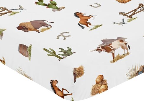 Sweet Jojo Designs Taupe and Cream Cow Print Boy Baby Fitted Crib Sheet Infant Newborn Nursery Toddler Bed Room Standard Mattress for The Western Cowboy Wild West Southern Cow Farm Animal Collection in Saudi Arabia