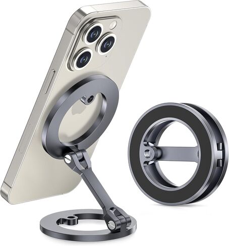 iTramax Dual Magnetic Ring Phone Stand for iPhone 16 ، حامل هاتف الألمنيوم ، حامل سيارة محمولة للهاتف المغناطيسي لـ iPhone 15 14 13 Pro Max Plus ، Mag/Safe Case ، Desk ، Office ، Gym ، Rings Rings in Kuwait