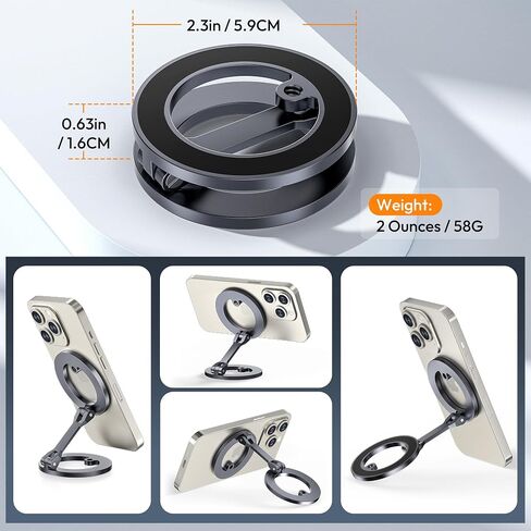 iTramax Dual Magnetic Ring Phone Stand for iPhone 16 ، حامل هاتف الألمنيوم ، حامل سيارة محمولة للهاتف المغناطيسي لـ iPhone 15 14 13 Pro Max Plus ، Mag/Safe Case ، Desk ، Office ، Gym ، Rings Rings in Kuwait
