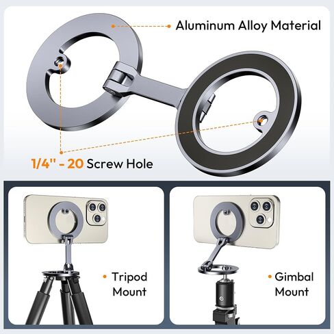 iTramax Dual Magnetic Ring Phone Stand for iPhone 16 ، حامل هاتف الألمنيوم ، حامل سيارة محمولة للهاتف المغناطيسي لـ iPhone 15 14 13 Pro Max Plus ، Mag/Safe Case ، Desk ، Office ، Gym ، Rings Rings in Kuwait