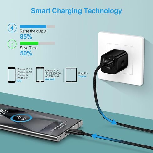 One Port Wall Charger,2 Pack 5V 1A Single Port USB Charging Block Cube Compatible for iPhone 16 15 14 13 12 11 XR XS Max 8/7/6SE/5S,Samsung S25 Ultra S24 S23 S22 S10,Google,LG, HTC, Sony, Motorola in Kuwait