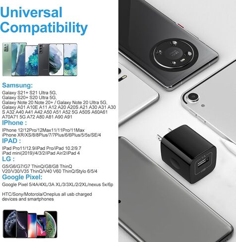 One Port Wall Charger,2 Pack 5V 1A Single Port USB Charging Block Cube Compatible for iPhone 16 15 14 13 12 11 XR XS Max 8/7/6SE/5S,Samsung S25 Ultra S24 S23 S22 S10,Google,LG, HTC, Sony, Motorola in Kuwait