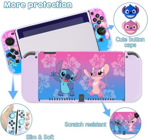 PERFECTSIGHT Switch Carrying Case for Nintendo Switch OLED 7 Inch Console with 10 in 1 Bundle Accessories, Cute Travel Carry Case with Game Card Case Thumb Grip Caps and Switch OLED Protective Case Cover, Blue in Saudi Arabia