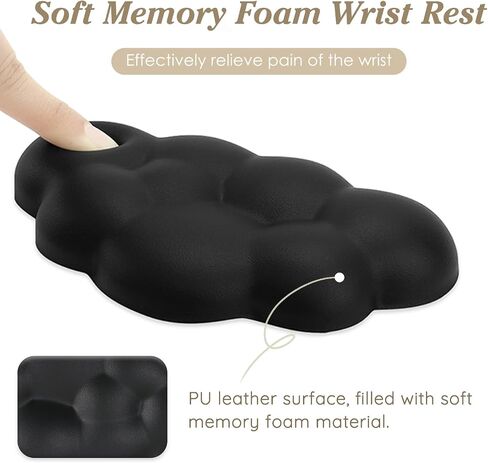 Cloud Wrist Rest Cushion for Mouse Ergonomic Soft PU Leather Memory Foam Wrist Pain Relief Mouse Wrist Support Pad with Anti-Skid Base for Office School Home Laptop & Computer Mouse (White) in Kuwait