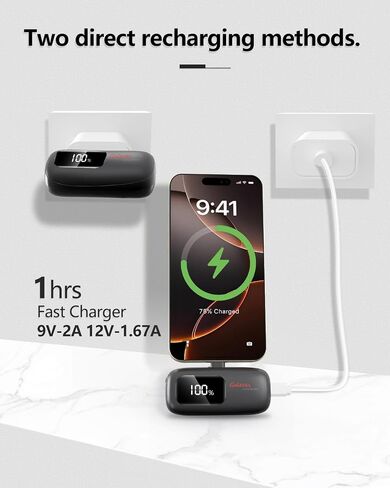 Mini Portable Charger for iPhone 20W 5000mAh USB-C Power Bank for iPhone 15 Charger Fast Charging Compatible with iPhone 16 15 Pro/15 Plus/15 Pro Max/iPad/AirPods Samsung (Black) in Saudi Arabia