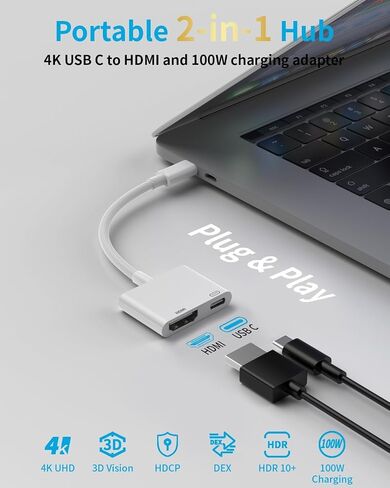 USB C to HDMI Adapter, [Apple MFi Certified] 1080P 4K@60Hz Video & Audio Sync Screen Converter Digital AV Adapter Compatible with iPhone 16/16Plus/16 Pro/16Pro Max/15/15Pro/Max to HDTV Projector in Saudi Arabia