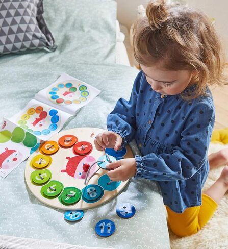 HABA Orchard Threading Game with 31 Lacing Tiles and 2 Double Sided Templates for Ages 3+ in Saudi Arabia