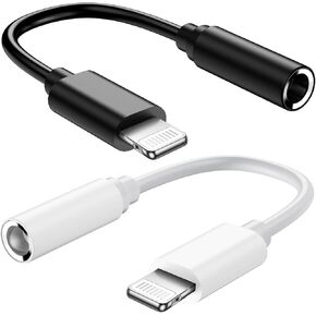 2 Pack Apple MFi Certified Lightning to 3.5 mm Headphone Jack Adapter for iPhone, Earphone Converter Dongle Aux Audio Cable - Compatible with iPhone 14, 13, 12, 11 Pro Max, X, XS Max, XR, 8, 7 Plus