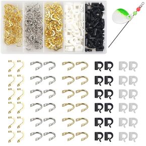 Fishing Spinner Clevis Kit, 250pcs Spinnerbait Clevis for Fishing Spinner Making, Quick Change Spinner Clevis Folded Clevis Lure Making Accessories Spinnerbait Spinner Blade Walleye Rig Inline Spinner
