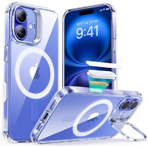 ESR for iPhone 16 Case, Camera Control Compatible with MagSafe, Military-Grade Protective Case, Built-in Stash Stand Phone Case, Scratch-Resistant Back Cover, Classic Series, Clear