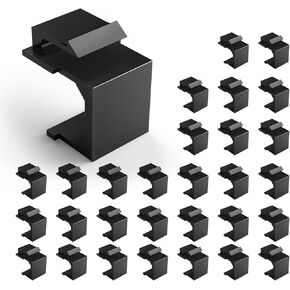 VCE 30-Pack Blank Keystone Jack Inserts (UL Listed) for Keystone Wall Plate and Patch Panel - Black