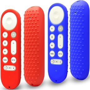 2pcs Remote Sleeve Compatible for Chromecast with Google TV Voice Remote, Pinowu Shockproof Silicone Cover for Google TV 2020 Voice Remote (Turquoise & Green)