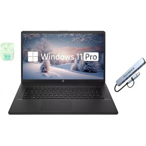 HP 17.3" Business Laptop Computer, 64GB RAM 2.2TB Storage (2TB SSD + 256GB Docking Station), 10-Core Intel Core i5, Windows 11 Pro Laptop with Microsoft Office Lifetime Suite, PLUSERA Earphones, Black
