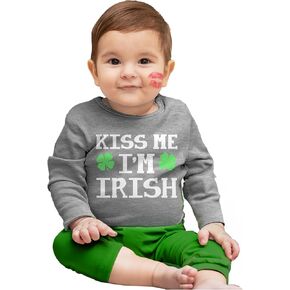 Tstars St Patrick's Day Baby Boy Girl Onesie Irish Shamrock Clover Long Sleeve Bodysuit