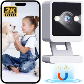 2K Indoor Security Camera with Night Vision & 2 LED Lights | WiFi Camera for Monitoring Elderly, Babies, and Pets | Cameras for Home Security Cloud & SD Card Storage | 2.4G WiFi Compatible Only