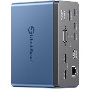 Docking Station,UtechSmart 19 in 1 Quadruple Monitor Laptop USB C Docking Station,USB C Hub Dock 3 HDMI Adapter for MacBook&Windows (3 HDMI,1 VGA,6 USB Ports,100WPD,Ethernet,SD/TF Card Reader,Audio)