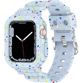 XYF Compatible for Crystal Clear Apple Watch Bands, 45mm 44mm 42mm 41mm 40mm 38mm Bumper Case for Men Women Jelly Sport Case Band for iWatch Ultra 2/1 Series 9 8 7 SE/6 5 4 3 2 1