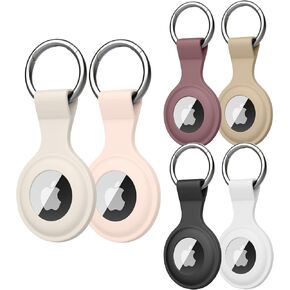 6 Pack Airtags Holder AirTag Case Keychain, Mugust Silicone GPS Case Key Ring for Air Tag Holder, Key Chain Accessories for Apple Item Finder Tracker, iTag Finders Cover for Pet Dog Cat
