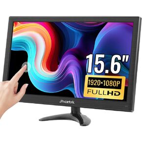 Touchscreen Portable Monitor, 15.6 Inch Small PC Monitor with HDMI USB C, IPS Screen HDR, 400cd/m² FHD 1080P 99% sRGB, LED Monitor for Laptop Mac Xbox PS4/5 Switch, Kitchen Monitor, Built-in Speakers