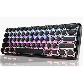 EWEADN G61 Wireless Mechanical Typewriter Keyboard, 60% Mini with Rainbow Backlit, Anti-Ghosting, Red Switch Bluetooth/2.4GHz/USB-C Cute Aesthetic Keyboard-White