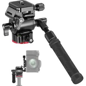NEEWER Video Tripod Head Upgraded Vertical/Horizontal Switch, Compact Metal Pan Tilt Fluid Head with Arca Type QR Plate, Telescopic Handle, Scaled Base (⌀43mm) for Camcorder/DSLR, Max Load 3kg, GM26